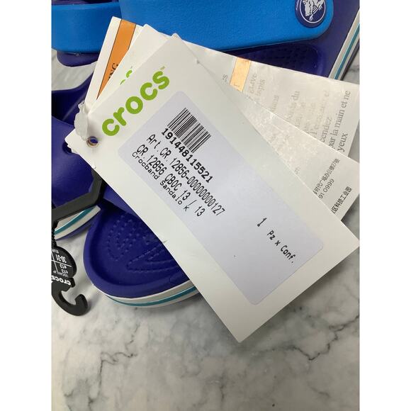 Crocs Kids C13 Blue Navy Crocband Sandals Slip On Summer Comfort Casual OS14-4 - Picture 6 of 8